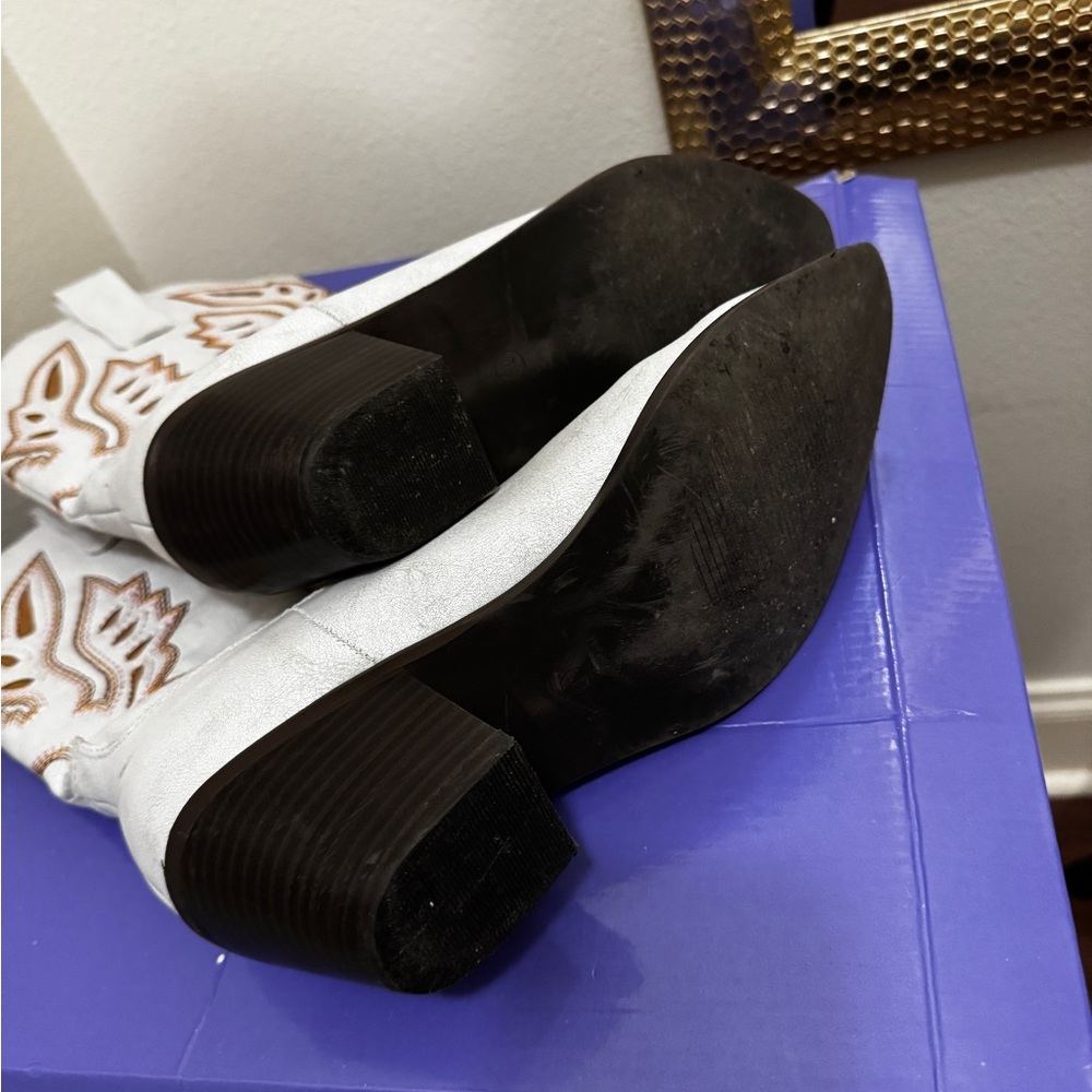Elegant White and Brown Ankle Booties